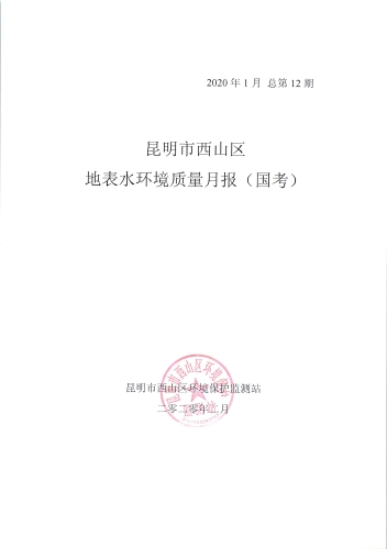 地表水质月报2020年1月份（国考）1