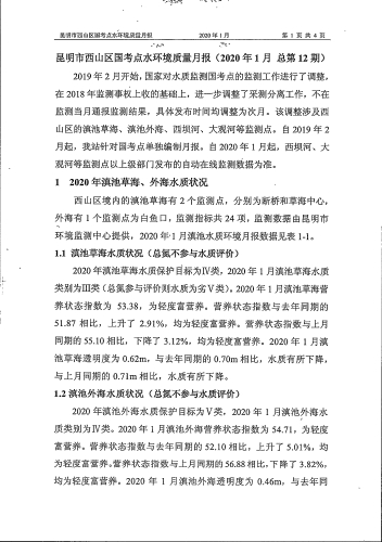 地表水质月报2020年1月份（国考）3