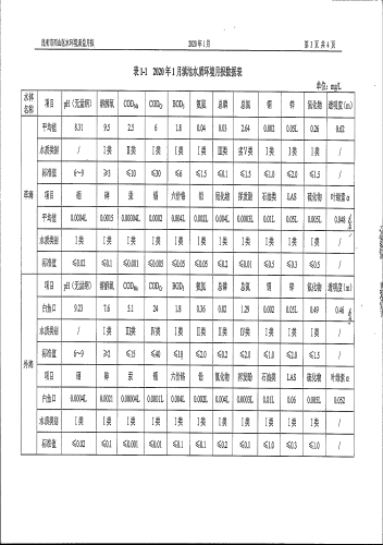 地表水质月报2020年1月份（国考）5