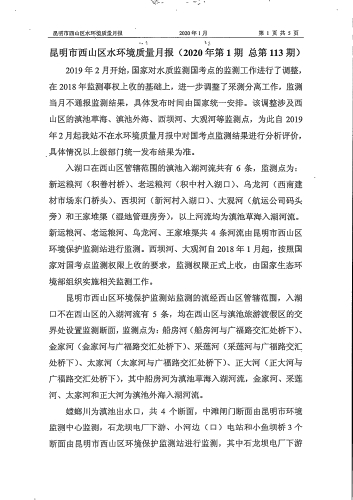 地表水质月报2020年1月份（非国考）3