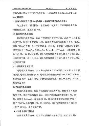 地表水质月报2020年1月份（非国考）4