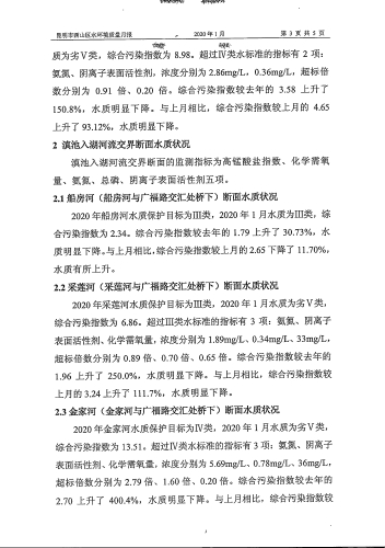 地表水质月报2020年1月份（非国考）5