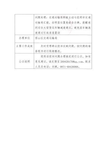 投诉问题办理情况公示表 （华苑路）_01