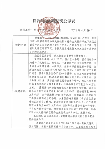 中央环保督查投诉问题办理情况公示表（受理编号：D2YN202104250008）_页面_1