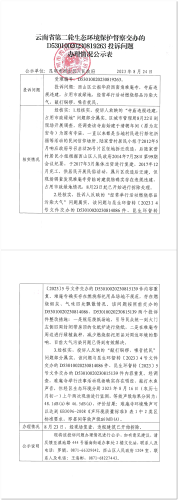 云南省第二轮生态环境保护督察交办的D<span style='background-color:;'>53010020230819263</span>投诉问题办理情况公示表 云南省第二轮生态环境保护督察交办的D<span style='background-color:;'>53010020230819263</span>投诉问题办理情况公示表