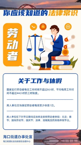 海口街道”劳动保障法知识“宣传海报