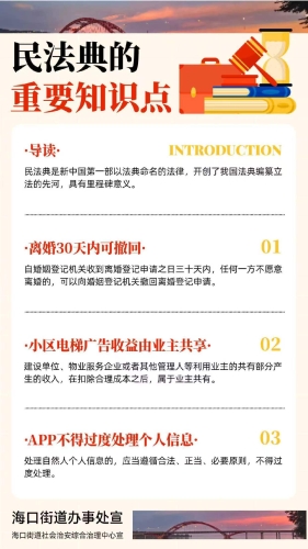 海口街道”民法典重要知识“宣传海报（第一期）