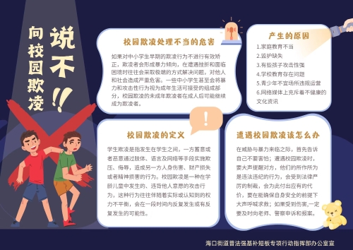 海口街道防校园欺凌、宣传海报2