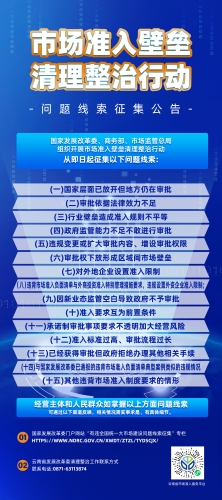市场准入壁垒清理整治行动问题线索征集公告