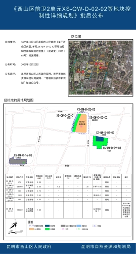 《西山区前卫2单元XS-QW-D-02-02等地块控制性详细规划》批后公布